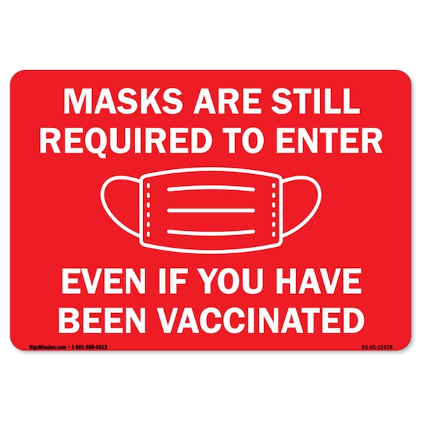 Public Safety-Masks Are Still Required Enter Even If You Have Been Vaccinated, 12" H, A-1218-22678